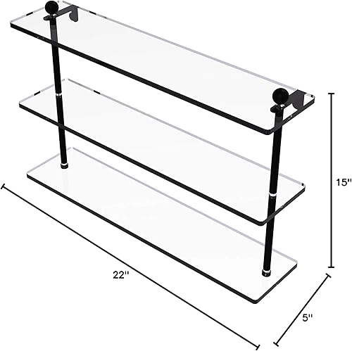 Miniatura 6 de Allied Brass PR-522 - Estante de cristal de triple nivel de 22 pulgadas, bronce cepillado