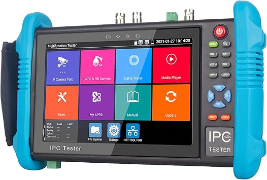 IP Camera Tester 1080P CCTV Tester with 7 Inch IPS Touchscreen CCTV CVBS Analog Tester, with HDMI Output/POE/WIFI/8G TF Card/RJ45 TDR/TVI CVI AHD/Firmware Upgraded