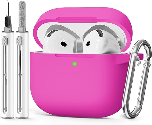 Miniatura 19 de Funda para AirPods 4 2024, viene con kit de limpieza, funda protectora de silicona suave para fundas Apple AirPods de 4ª generación con llavero,