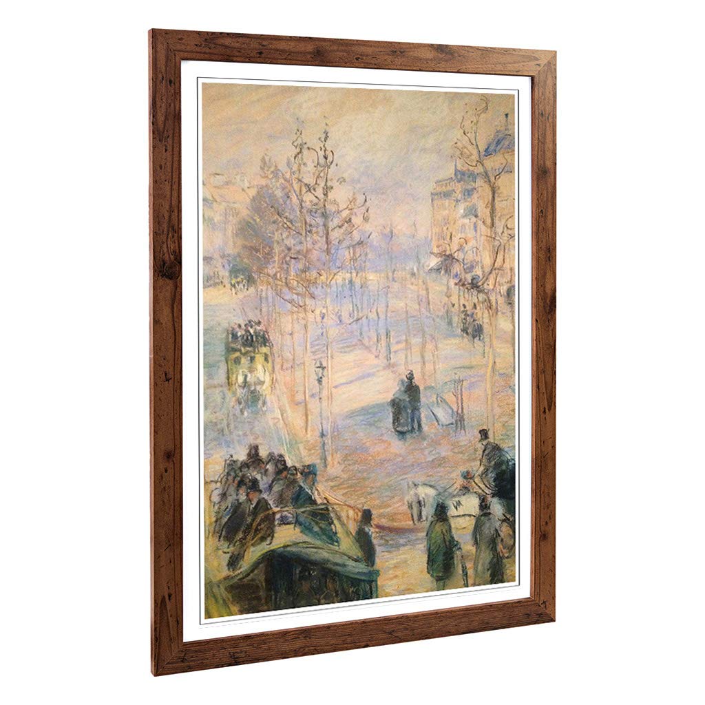 Big Box Art Framed Print of Camille Pissaro Boulevard Rochechouart Design | Wall Art Picture | Home Decor for Kitchen, Living Room, Bedroom, Hallway, Walnut, A2 / 24.5x18 Inch / 62x45cm