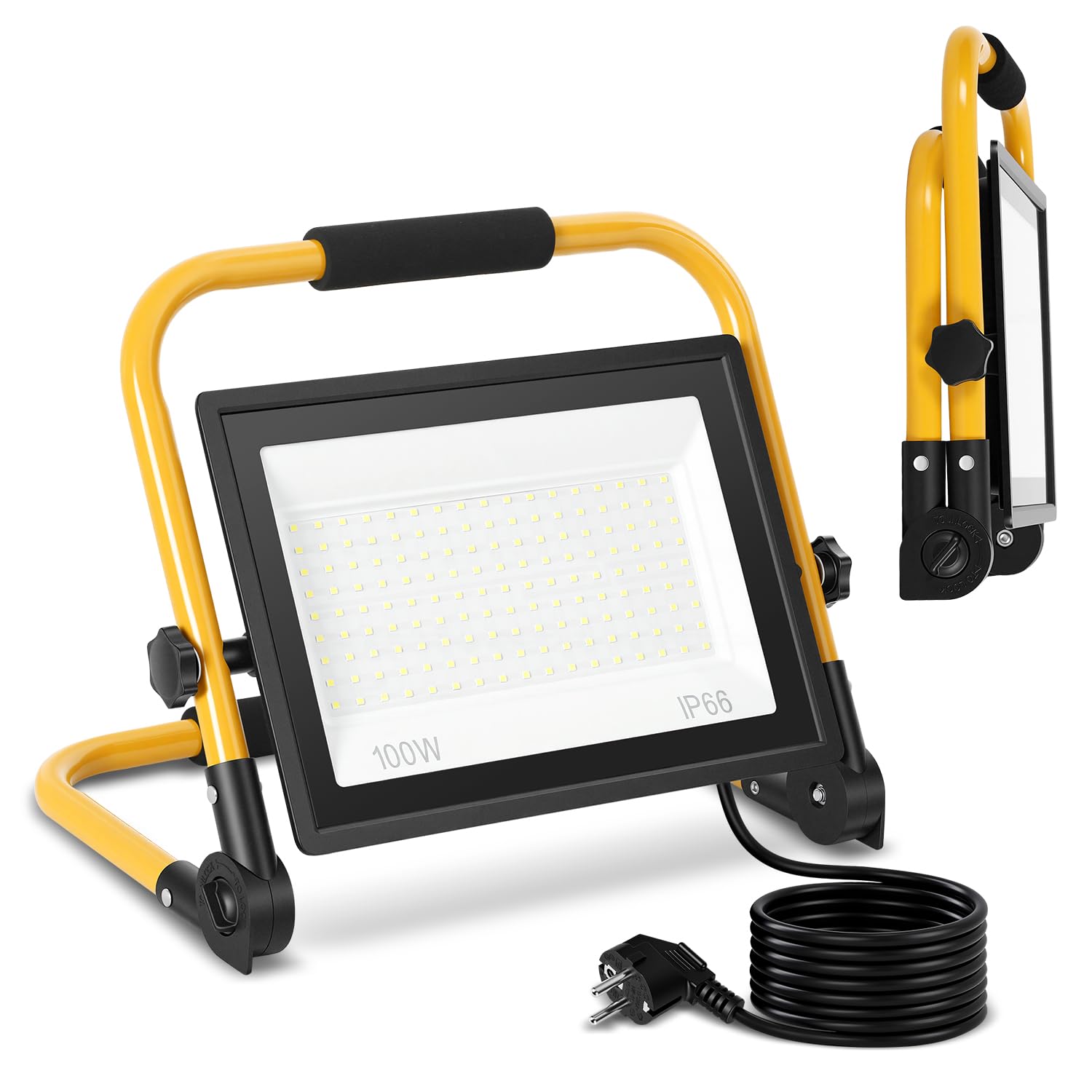 1 x reflektor budowlany LED, 100 W, 8000 lm, IP66, kabel 3 m, lampa