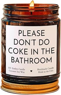 Please Don't Do Coke in The Bathroom, Bathroom Candle Gift for Best Friend Gag Gifts, Funny Housewarming College Dorm 4oz 9oz Size Candle Custom Gift Message Candle