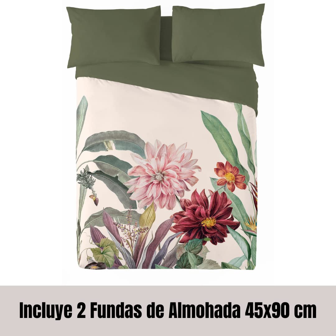 NATURALS Funda Nórdica Cama 150 Mirelle, Funda de 100% Algodón Suave para Edredrón 240x220 cm con 2 Fundas para Almohada 45x90 cm (3 Piezas)