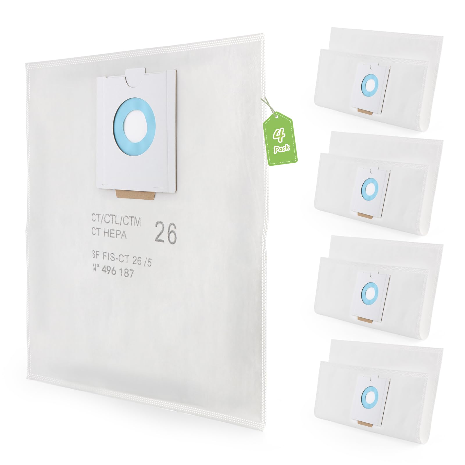 4 Pack Bolsas de Polvo para Festool CT 26 / CTM 26 E Bolsas de Aspiradora para Festool CTL 26 E CLEANTEC Serie/SC FIS-CT 26/5/496187 Bolsas de Vacio Respuesto para Aspiradora Replacement Repuesto