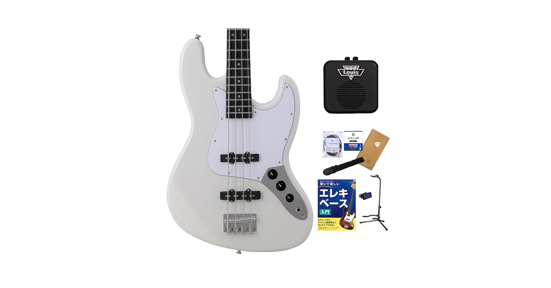 【美品】BUSKER'S　BJB-STD　ジャズベース　ホワイト　JB　白 BUSKER'S BJB-Standard GWT ジャスベーズタイプ ローステッド