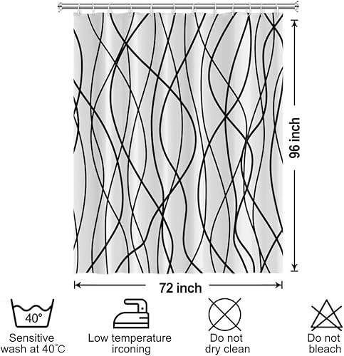 Miniatura 131 de Cortina de ducha pequeña a rayas gris claro degradado para baño, 36 x 72 pulgadas, juego de cortina de ducha geométrica para cabina de RV con Gris