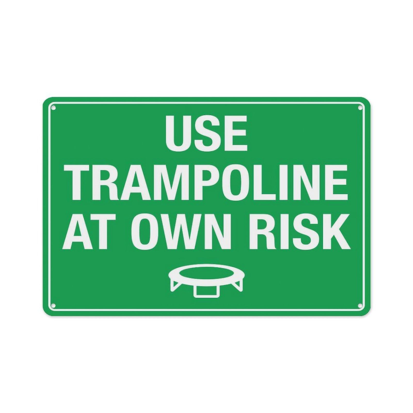peiyeety Use Trampoline at Own Risk Sign Aluminum Tin Warning Signs for Home Outdoor Garden 12X16 Inches