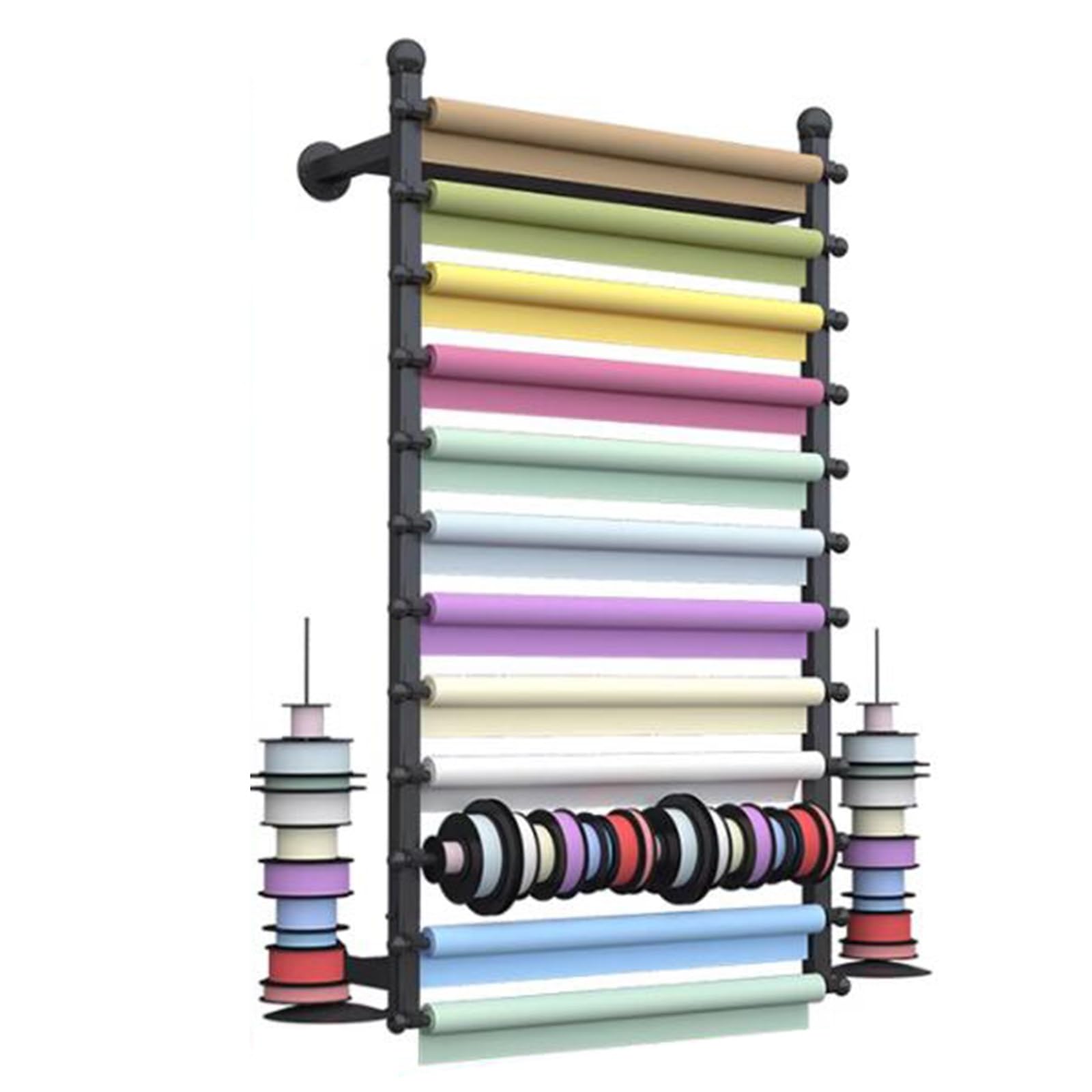 Organizer per nastri – Supporto da parete – Mensola pensile efficiente per carta da regalo e sciarpe – Soluzione salvaspazio per artigianato