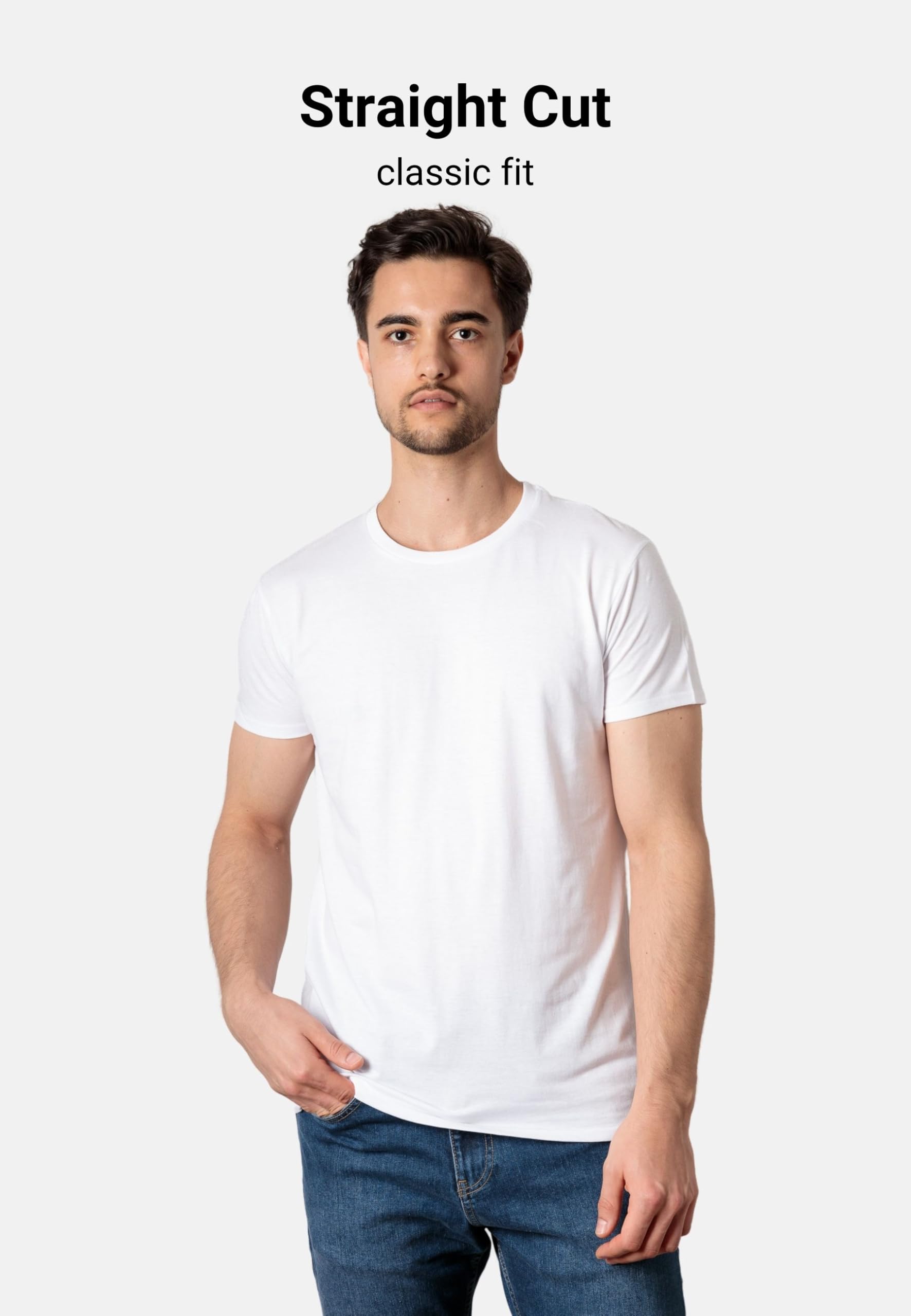 Camiseta para hombre Soft Touch de 100% algodón orgánico (talla S-3XL), muy ligera y suave, cuello redondo