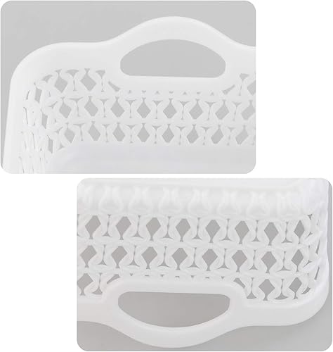 Miniatura 6 de Sandmovie Pequeñas cestas de almacenamiento de tejido de plástico, cestas de escritorio, color blanco, 12 paquetes