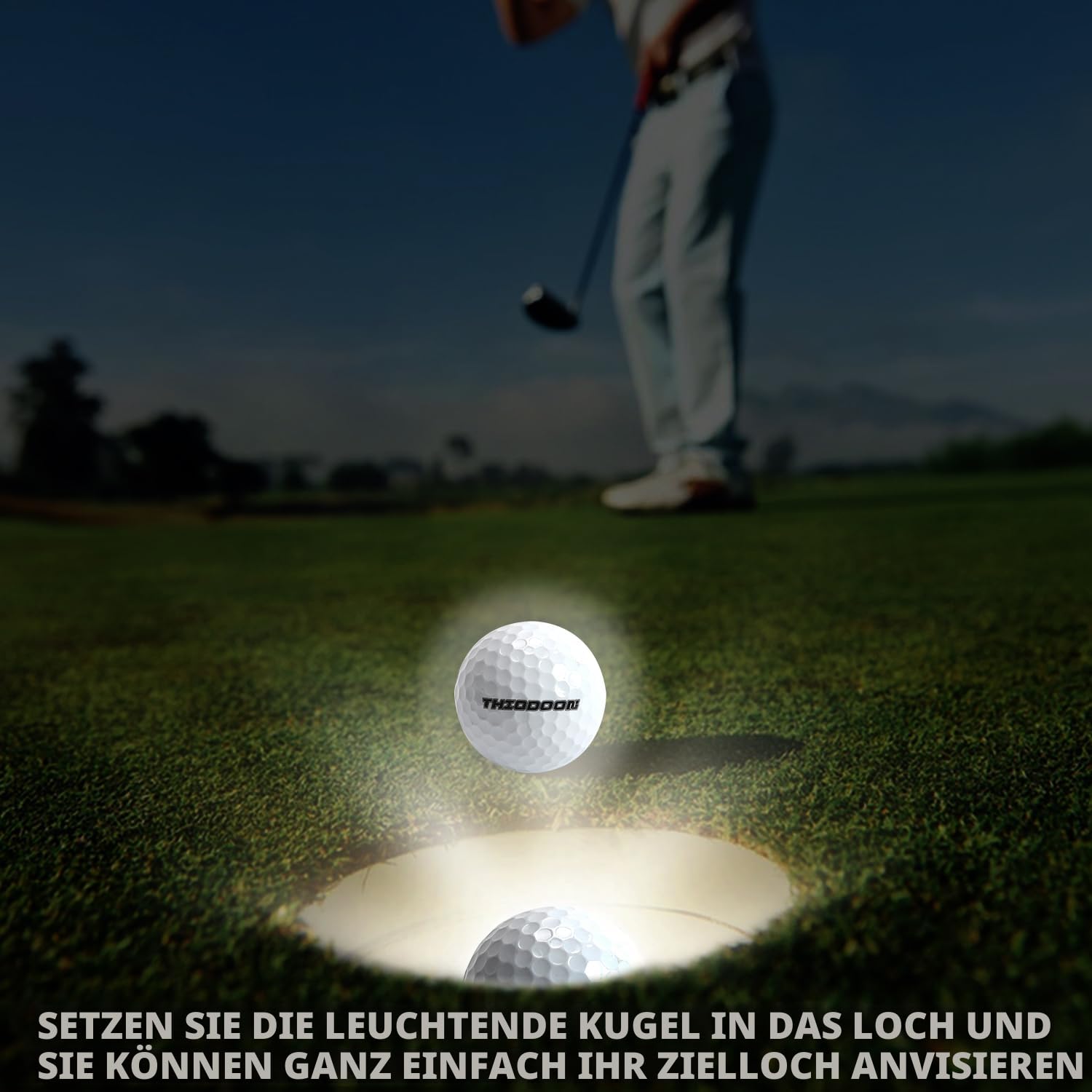 THIODOON Golfbälle mit 7 Farben, die im Dunkeln leuchten, wechselt ständig und der Timer setzt jeden auffälligen LED-Golfball zurück, 48 Stunden Akkulaufzeit, leuchtender Golfball für Nachtgolfen