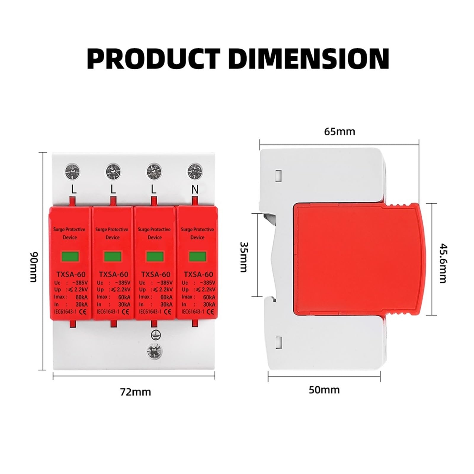 Protector contra sobretensiones y pararrayos Protector contra sobretensiones CA SPD 4P 275 V 385 V 420 V 20 KA 40 KA 60 KA Dispositivo de protección contra sobretensiones por rayos for el hogar(275V,1