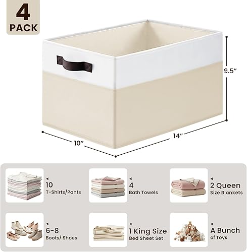 Miniatura 2 de Criusia Paquete de 4 Organizadores de Ropa de Bebé, Cestas de Almacenamiento de Tela Plegables con Asas, Contenedores de Almacenamiento sin Olor