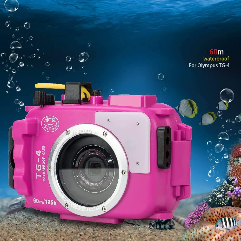 オリンパス TG-4用 (ピンク) 60m 水中カメラ ハウジング Amazon | Sea Frogs 195フィート/60m 水中カメラ 防水ダイビング