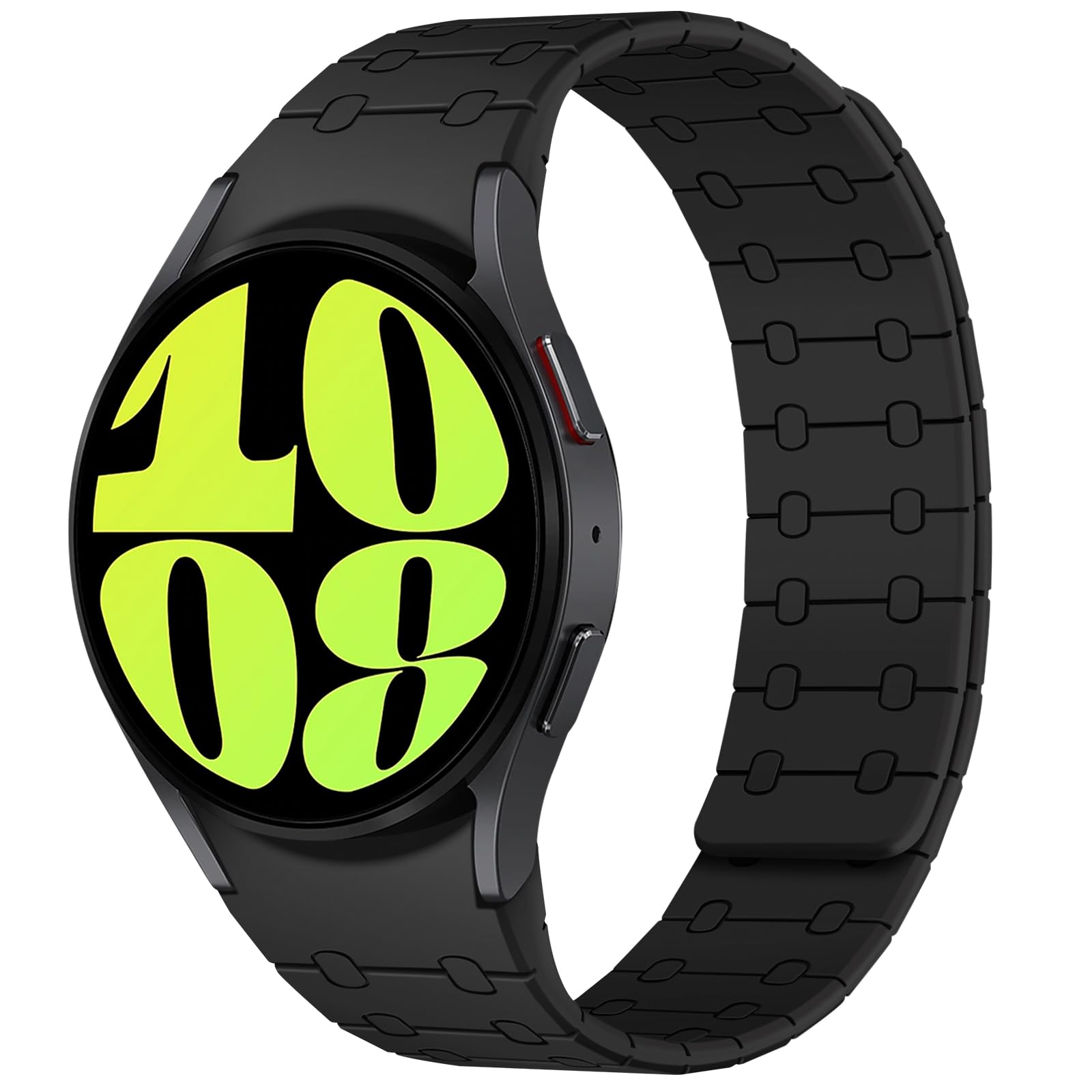 Amizee No Gap Bands Compatible with Samsung Galaxy Watch 7 6 5 4 FE Band 40mm 44mm/Watch 6 Classic 43mm 47mm/Watch 5 Pro 45mm/Watch 4 Classic, 20mm Magnetic Silicone Strap for Women Men, Black