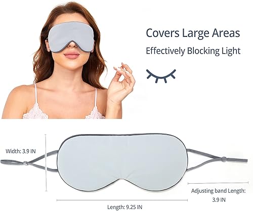 Miniatura 3 de Paquete de 2 antifaz para dormir, cálidas, frescas y de doble cara, antifaz súper suave con correa ajustable, bloquea la luz, antifaz cómoda para