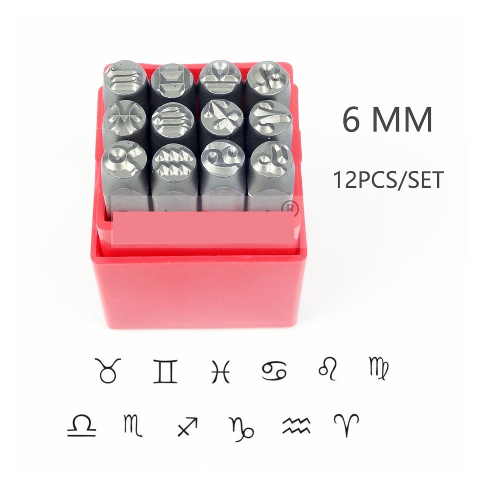 Zestaw stempli z literami i cyframi, Zestaw znaczków z numerem litery 6mm 12 znaków zodiaku szt. Metalowych do biżuterii