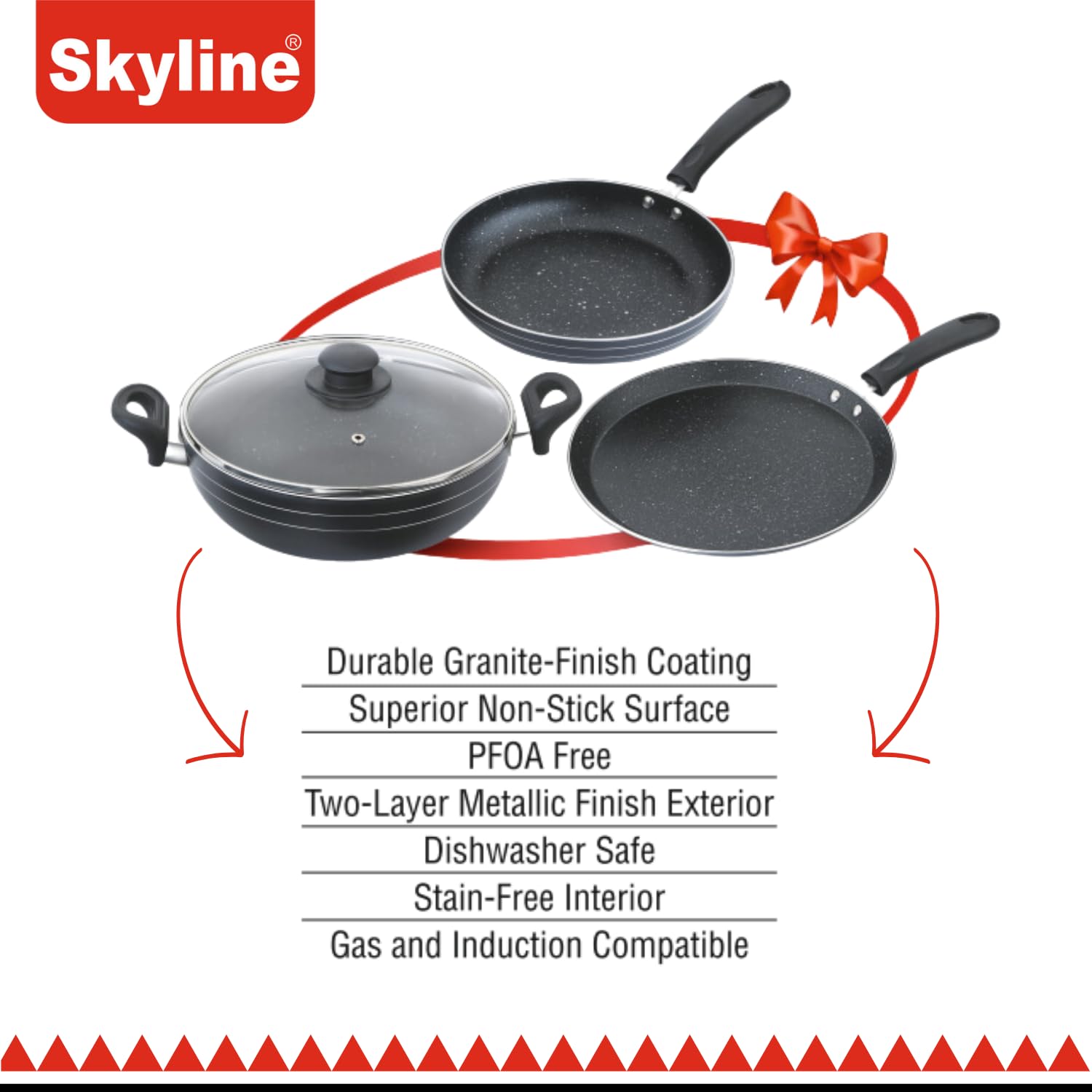 Skyline Non Stick Cookware Set Kadhai, Frying Pan, Dosa Tawa
