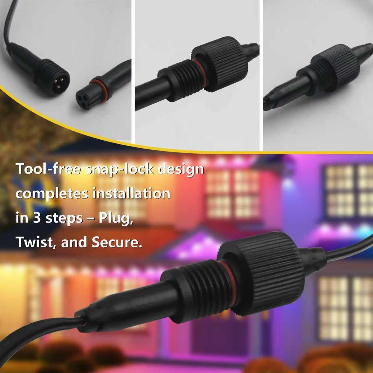 Y-Connector Splitter for Govee Permanent Outdoor Lights Series,(1 Female to 2 Male) Compatible with Govee H705A H705B H705C H706A H706B H706C（Please Refer to The Interface Size for Other Brands）