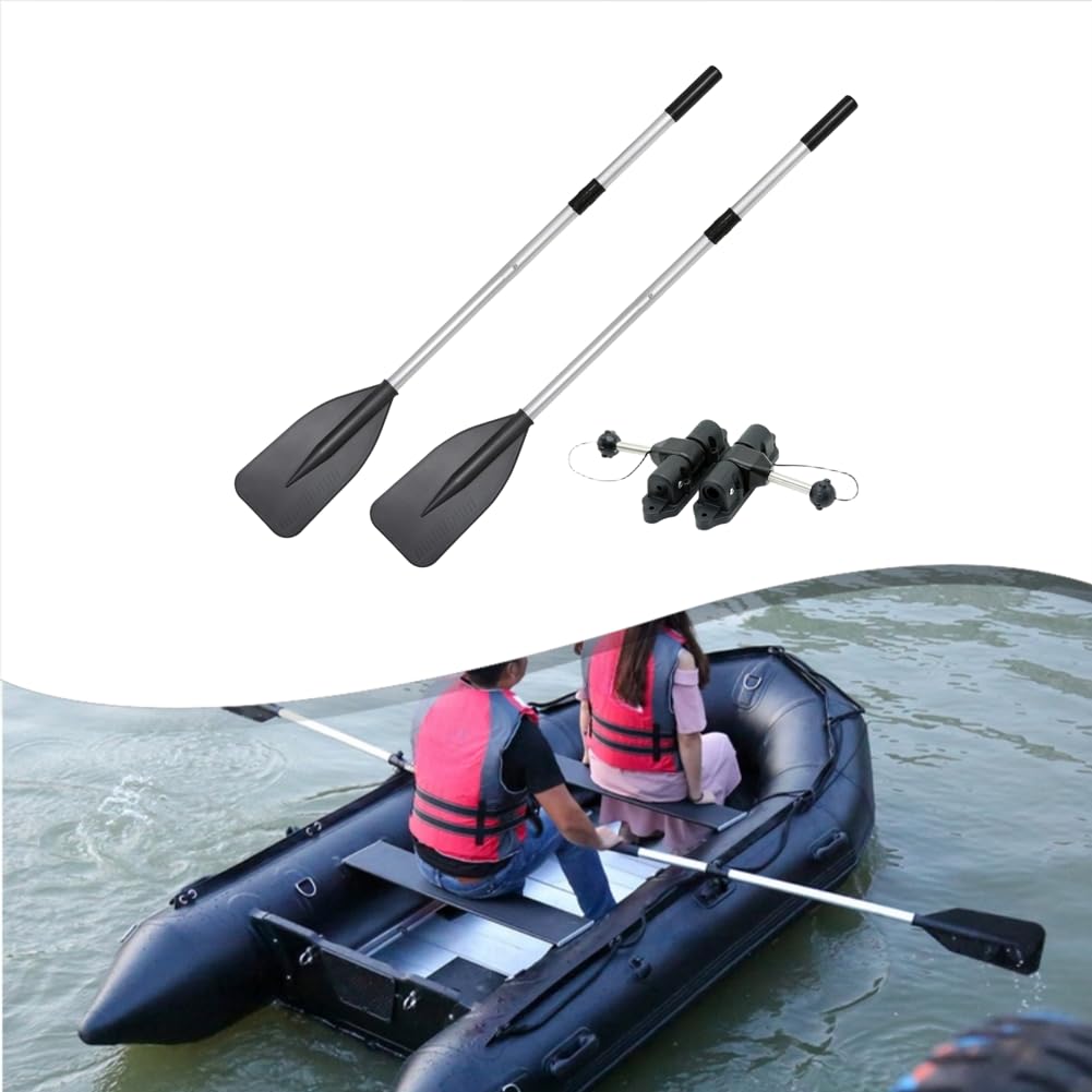 Pagaia in lega di alluminio in due pezzi, 32 mm, fusto nero | Lega di alluminio leggera, design a due sezioni, facile da trasportare, lunghezza totale 141 cm, finitura nera