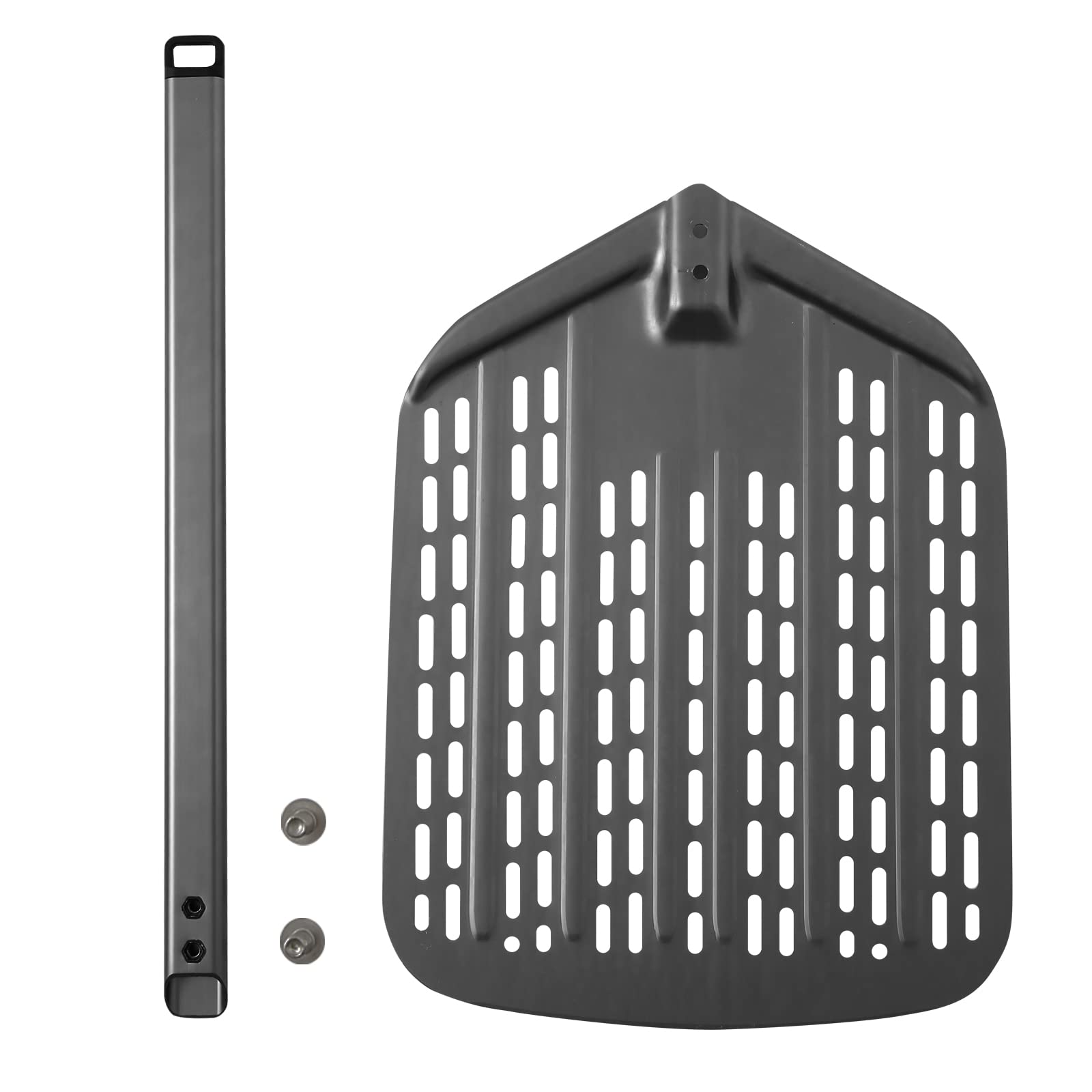 Girador de pizza perforado de aluminio anodizado de 12 pulgadas, mango largo extraíble, ligero, accesorio profesional para horno de pizza, herramientas grandes para hornear, espátula de pizza