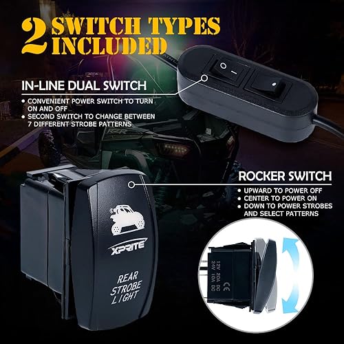Miniatura 5 de Xprite - Barra de luz LED estroboscópica de 30 pulgadas para UTV RZR, con función de luces de marcha, direccional, freno y reversa, barra de luz de