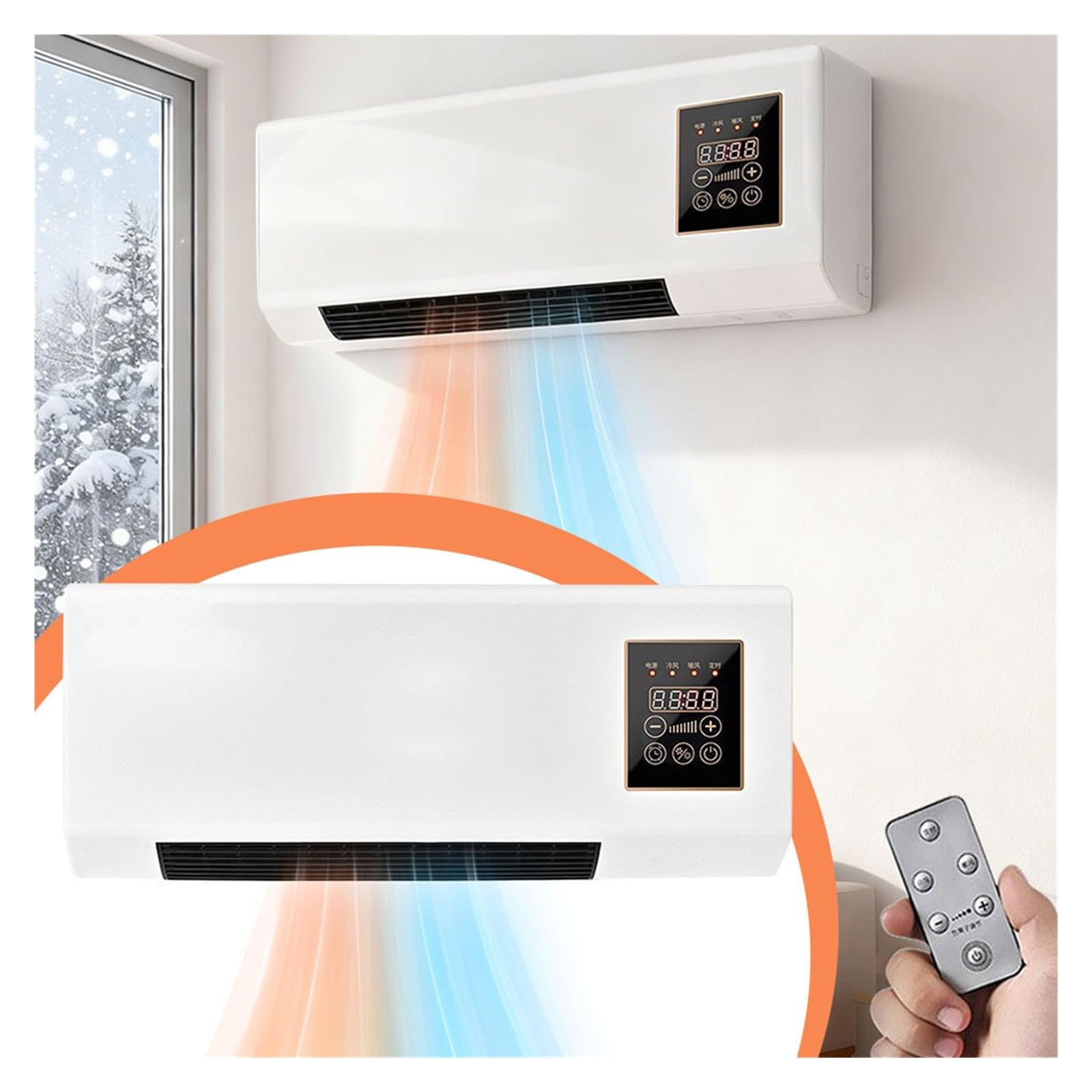 Ventilatore a parete, unità fredda/calda divisa con telecomando