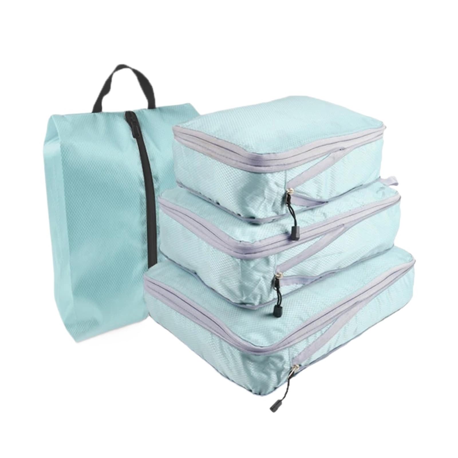 YILWPV 4piece Compressible Storage Bag Set Compression Packing Cube Travel Luggage Organizer Foldable for Travel(Blue)
