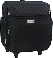 Vista 1 de Everything Mary Rolling Scrapbook Tote – Black Quilted Craft Bag with Wheels – Storage Organizer for Scrapbooking, Papercraft, Art Supplies &