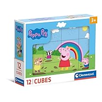 Clementoni- Peppa Pig Pig-12 Pezzi Bambini 3 Anni, Cartoni Animati, Puzzle Cubi, Made in Italy, Multicolore, 41195