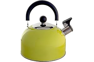 Lily's Home Pastel Yellow 2 Quart Stainless Steel Whistling Tea Kettle