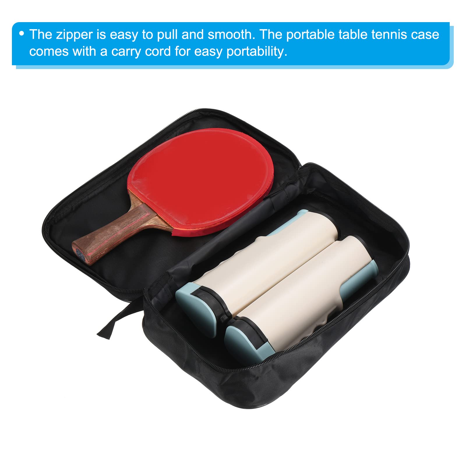 PATIKIL 11" x 7" Ping Pong Racchetta Custodia, 2pz Ping Pong Racchetta Custodia Morbida Copertura Contenitore Borsa per Sport Accessori, Nero