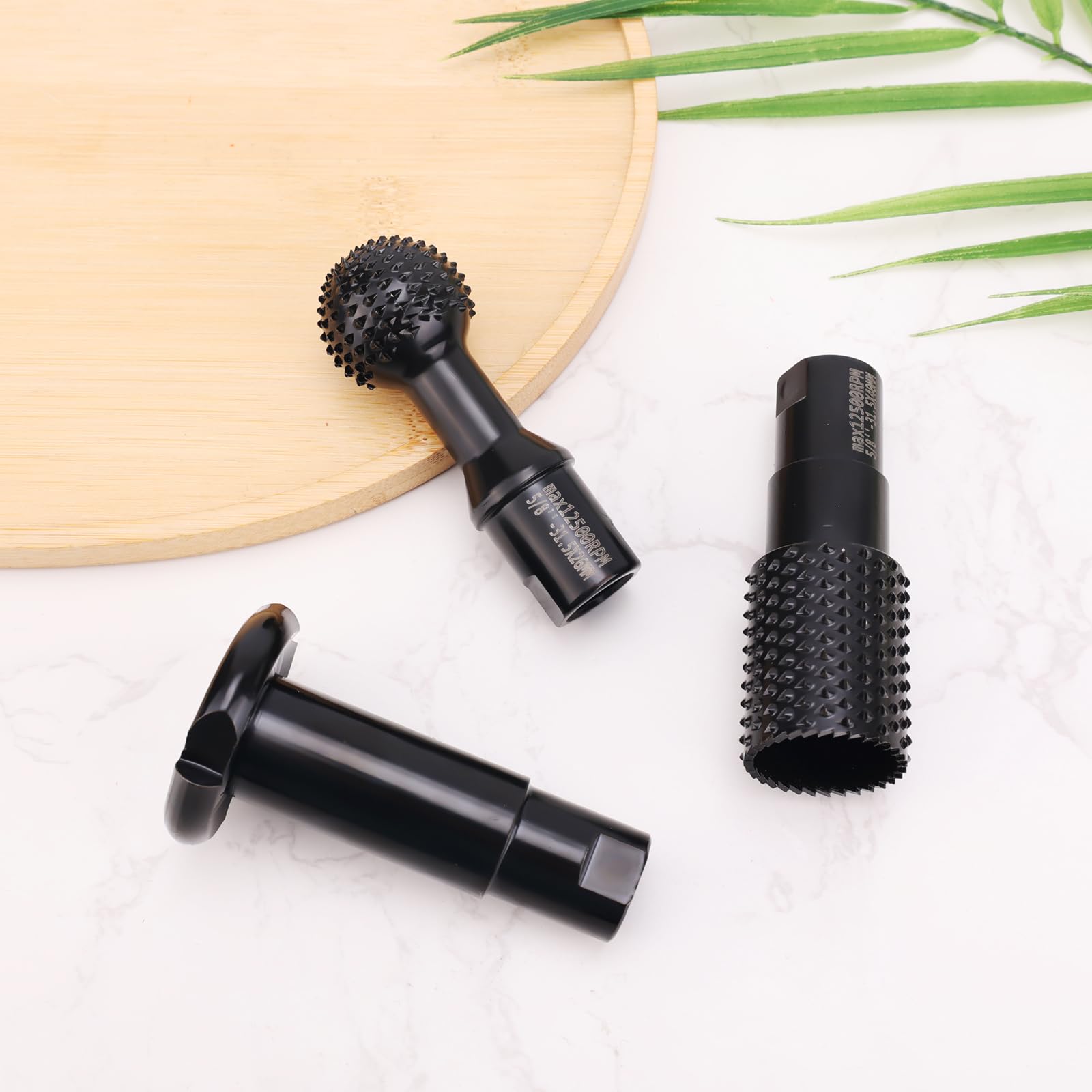 3pz Set di Frese Rotanti per Lavorazione del Legno, Accessori per Smerigliatrice Angolare con Filettatura 5/8-11 per Smerigliatrice Angolare da 4 1/2 Pollici e 5 Pollici per Rettifica Foratura