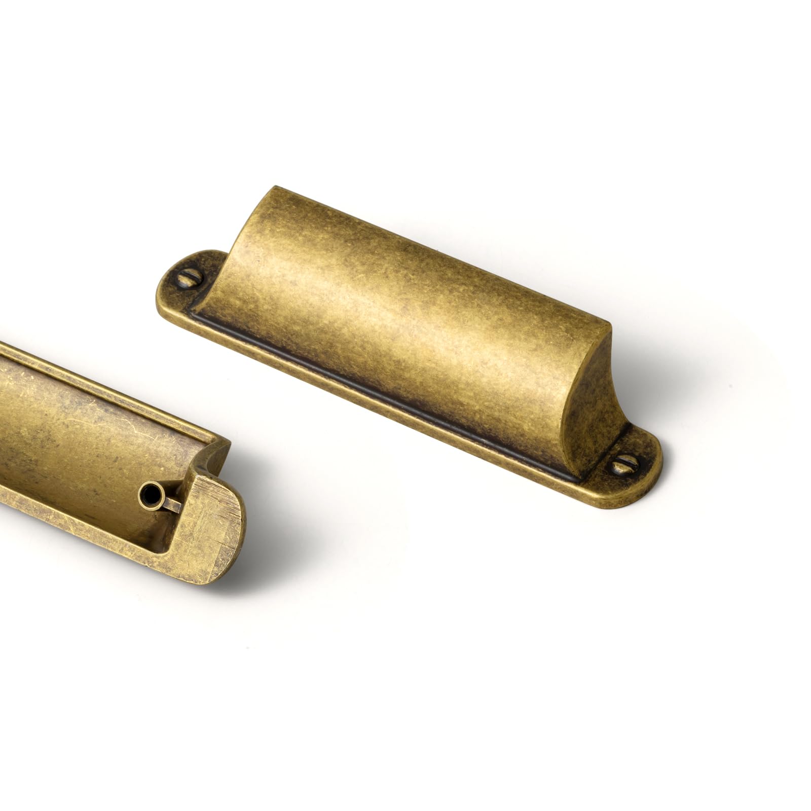 Goo-Ki 6 Pack Antique Brass Cup Pulls for Cabinets and Drawers, 3" c-c Vintage Brass Bin Cup Drawer Pulls Zinc Alloy Kitchen Hardware Cabinet Cup