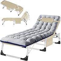 Vista 25 de ABORON Sillón 4 en 1 con agujeros para la cara y los brazos para bronceado, reclinable plegable de alta resistencia de 440 libras con cojín