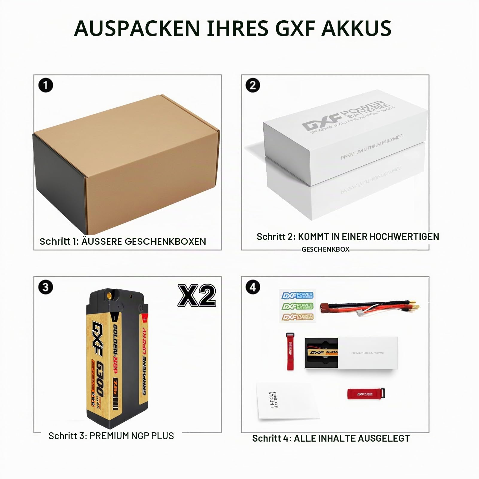 DXF 2 Packungen 2S HV LiPo Akku 7.6V 6300mAh 140C mit 5mm Deans T Stecker Leistungsstarker für Modellfahrzeuge 1:8 1:10 RC Auto Essential Enthusiasten Kompakt Robust Langlebig