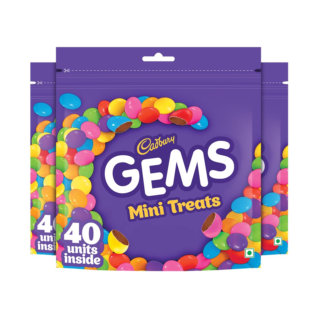 Cadbury Gems Mini Treats Chocolate Pack, 117.55 g (Pack of 3)