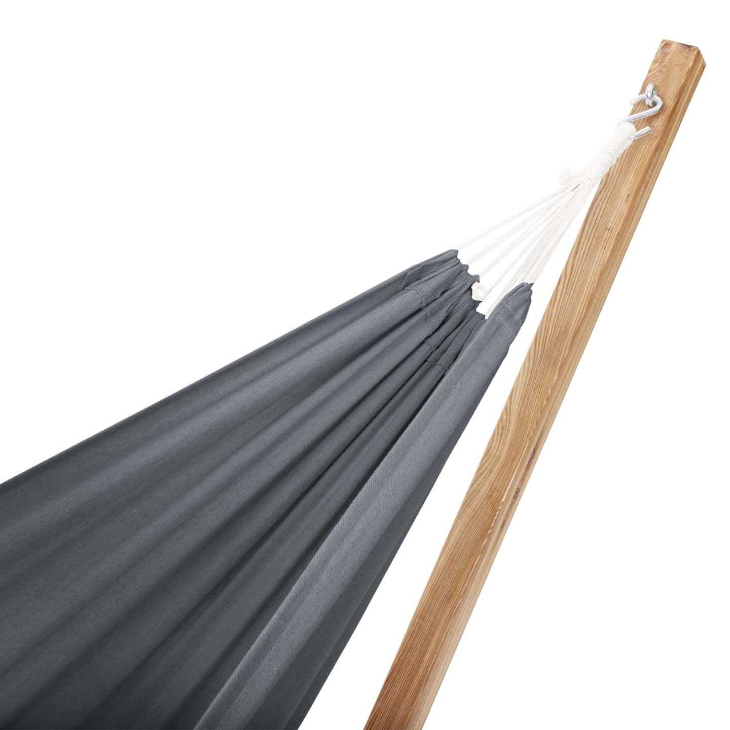 IDMarket - Hamac avec Support Bois et Toile Gris Anthracite Tahiti
