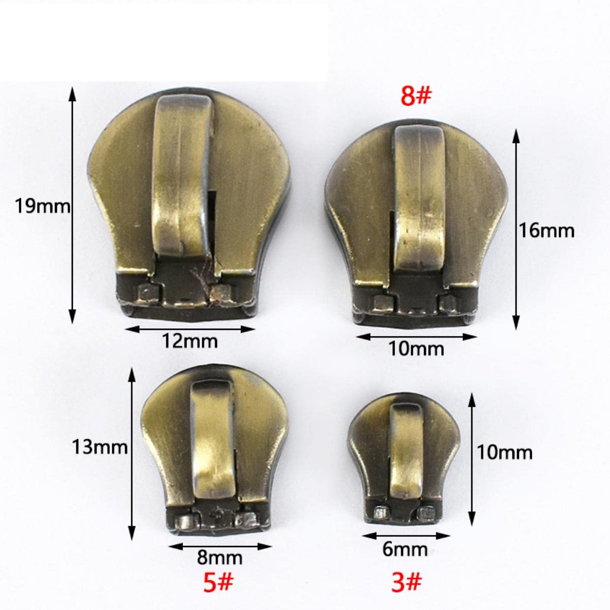 10 Uds 3# 5# 8# 10# deslizador de cremallera para bolsa de cinta con cremallera de Metal cremalleras para ropa Kit de reparación de tirador de cabeza accesorio de bloqueo de cremalleras para equip