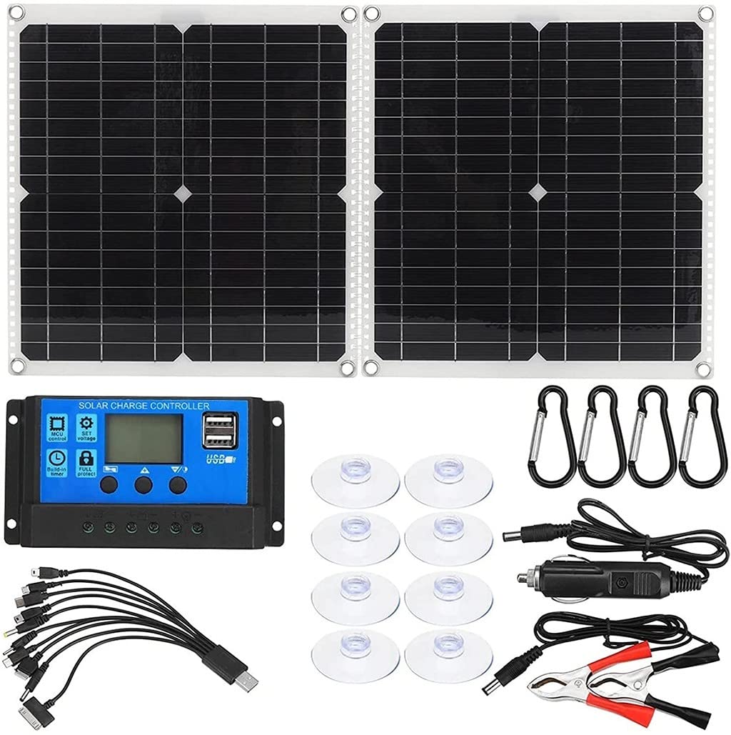 Kit De Panel Solar De 100 W, Totalmente Plegable, 18 V Con Celdas Controladoras, Carga De Batería Para Teléfono, Coche, RV, Barco, Cargador De Energía Real Solar