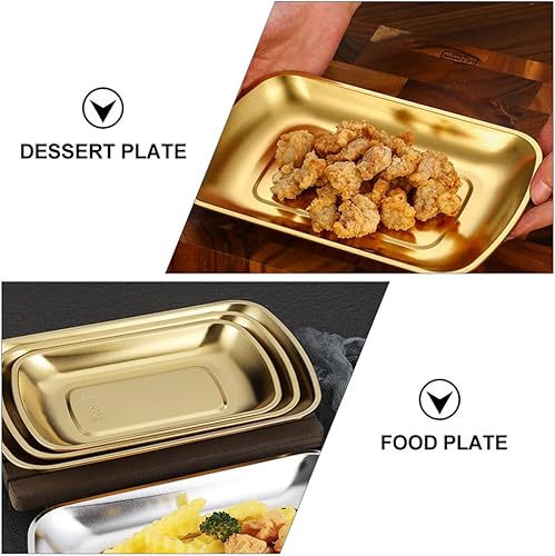Miniatura 3 de 1 unid 304 de acero inoxidable para hornear, plato de refrigerio, recipiente de alimentos, plato de aperitivos, plato de postre, bandeja de té de la