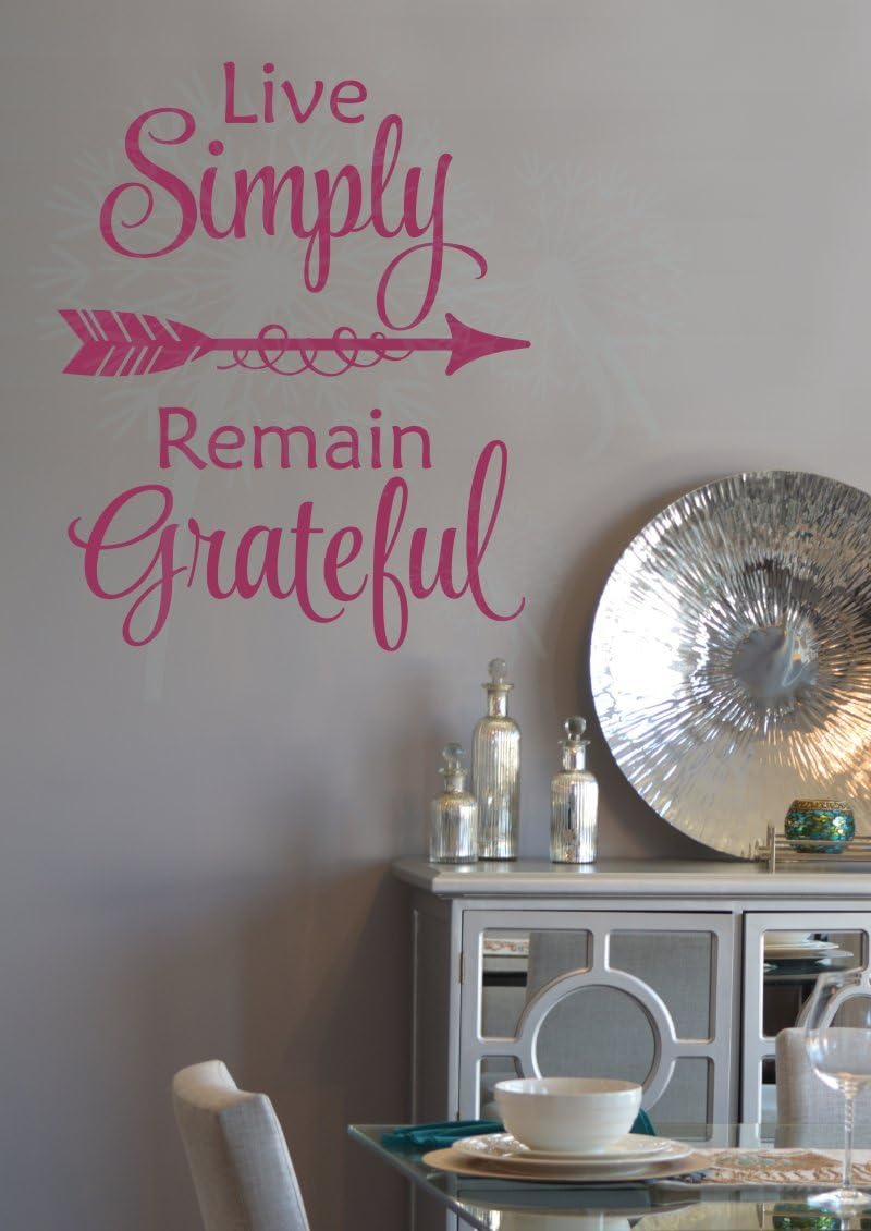 Live Simply Remain Grateful Vinyl Inspiration Décor Wall Stickers 23x19 Bayou Blue