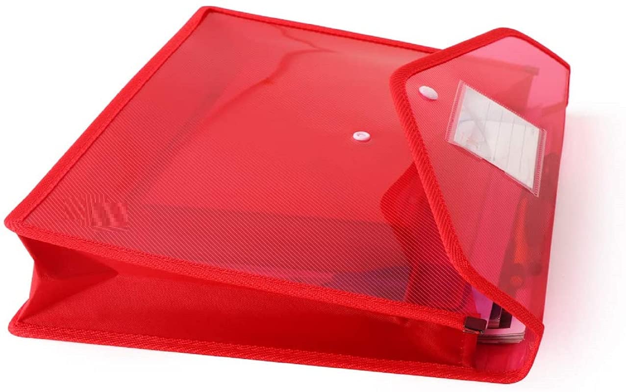 FEDUS Carpeta de sobre, bolsa de almacenamiento de archivos con botón a presión, archivador de plástico transparente para documentos, archivador de archivos/carpeta de documentos para certificados