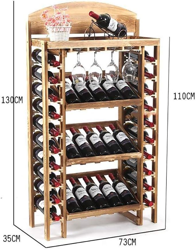 Wine Cellar Wine Rack Cabinet Free Standing Wooden Goblet Holder 4 Layer 36 Bottles Storage Rack Wine Display Wine Bottle Rack Floor Type Upside Down Wine Glass Shelf D