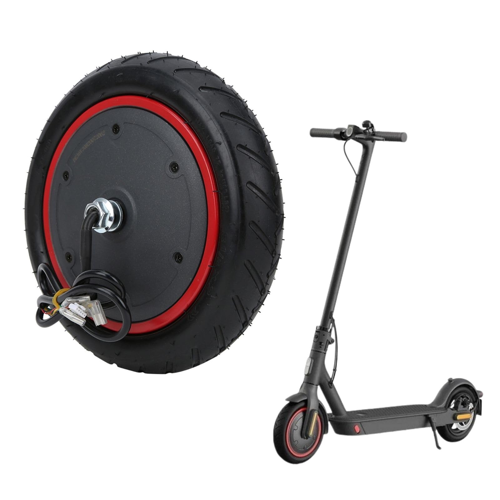 Roue de Moteur de Moyeu de Trottinette Électrique pour Xiaomi M365 Pro/M365 Pro 2, 36V 350W Pneu Gonflable de Roue de Moteur d'Entraînement de Scooter Électrique
