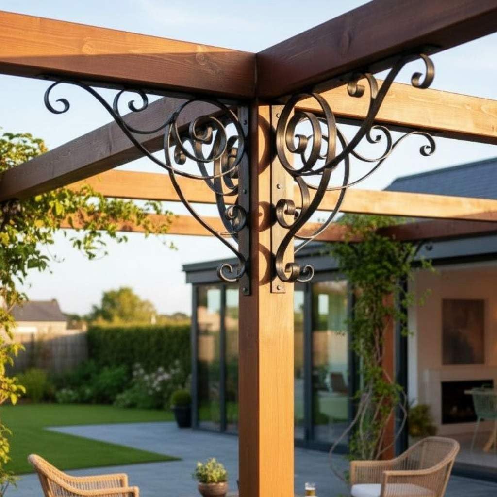 DanDiBo Staffa angolare metallo nero 50 x 50 cm Ferro battuto Connettore angolare Staffa Elemento decorativo Braccio da parete da giardino Resistente alle intemperie
