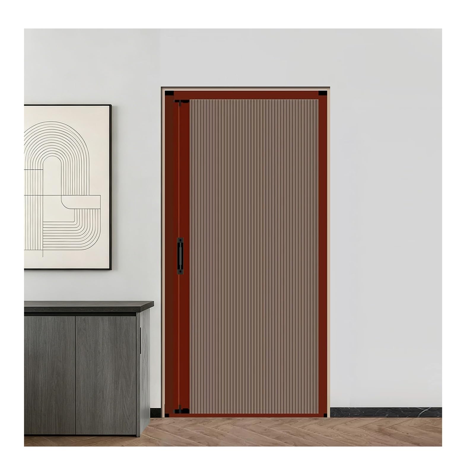 Kphymod Brown No Drill Folding Accordion Door, Portable Sliding Room Divider With Honeycomb Fabric, Privacy Screen For Rental Apartment Closet & Small Space(,82.6X198cm)
