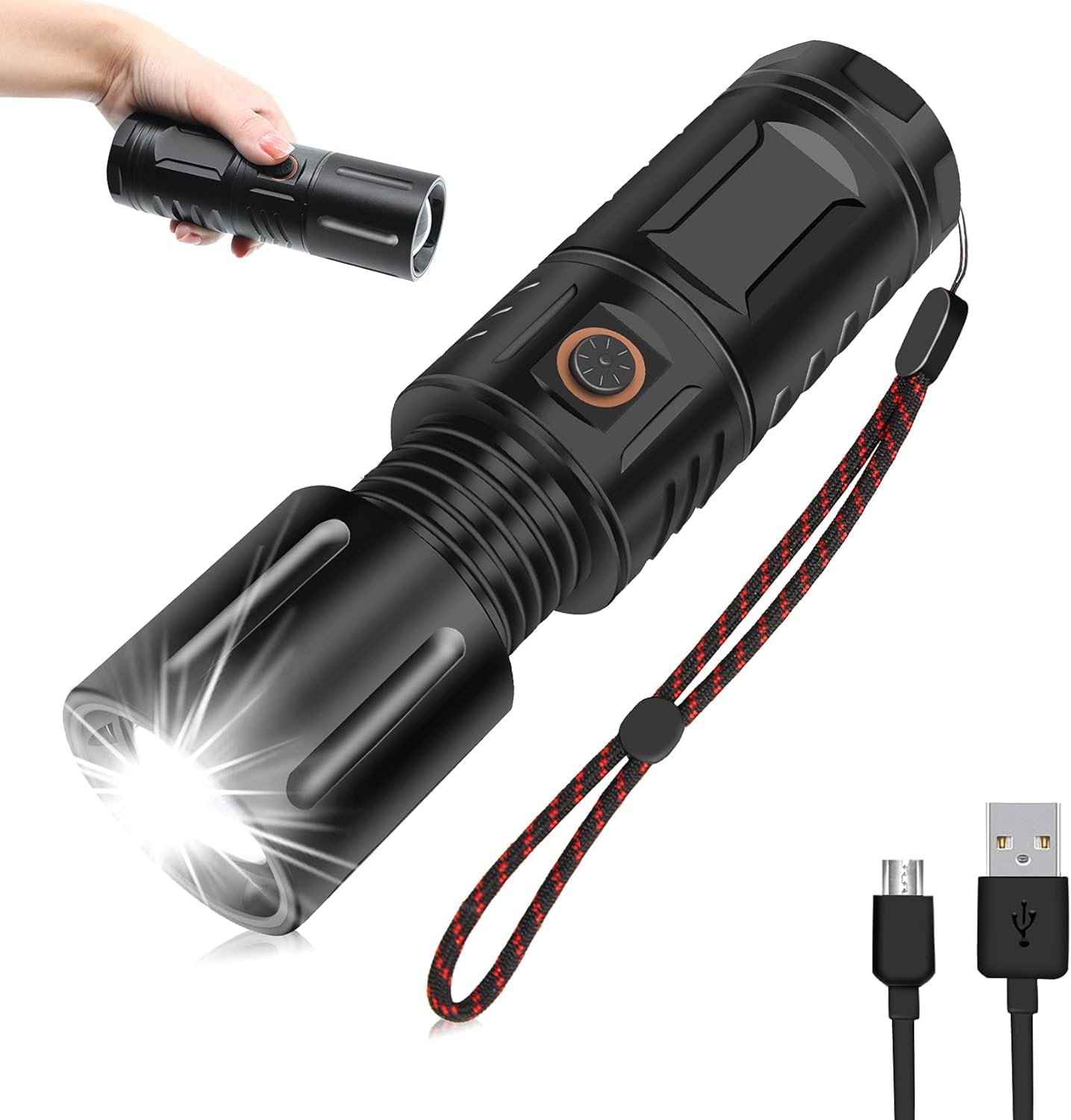 KRLZ Super Bright LED Torch, Rechargeable Torch with Power Indicator, 5 Modes Zoomable Powerful Torch for Outdoor Sports, Night Observation and Emergency (B0D5ML5CTG) Amazon Price History, Amazon Price Tracker