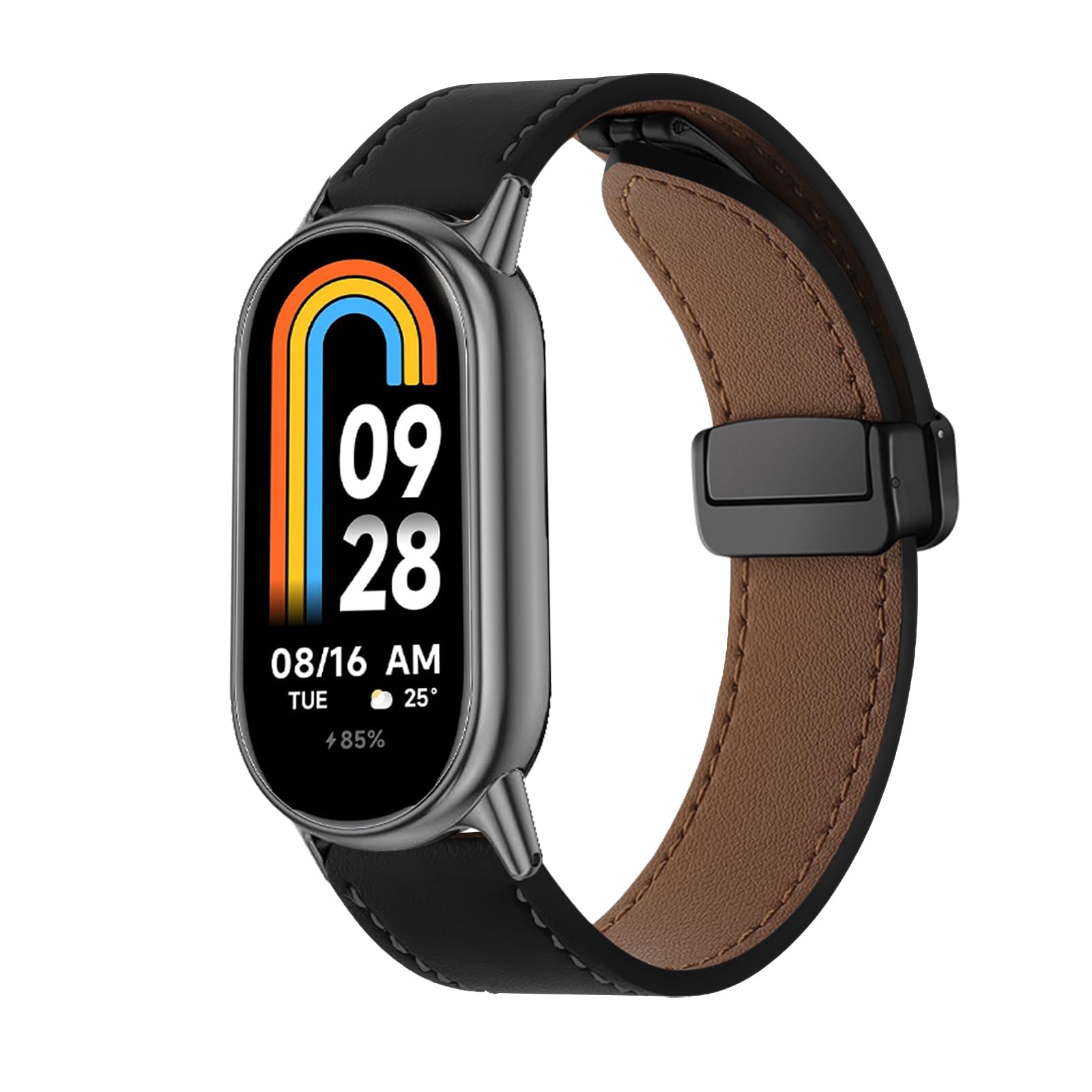 SeNool Leather Bracelet Compatible with Xiaomi Smart Band 8/Xiaomi Smart Band 9, Magnetic Magnetic Closure, Men and Women, Leather Replacement Strap, Watch Straps for Xiaomi Mi Band 8/Mi Band 9