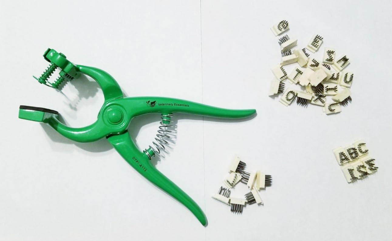 Veterinary Tattoo Pliers Positive Permanent Livestock Identification Heavy Duty Construction Interchangeable